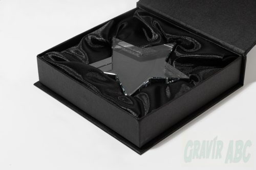 Crystal Star gravírozható Csillag forma Fekete díszdobozban